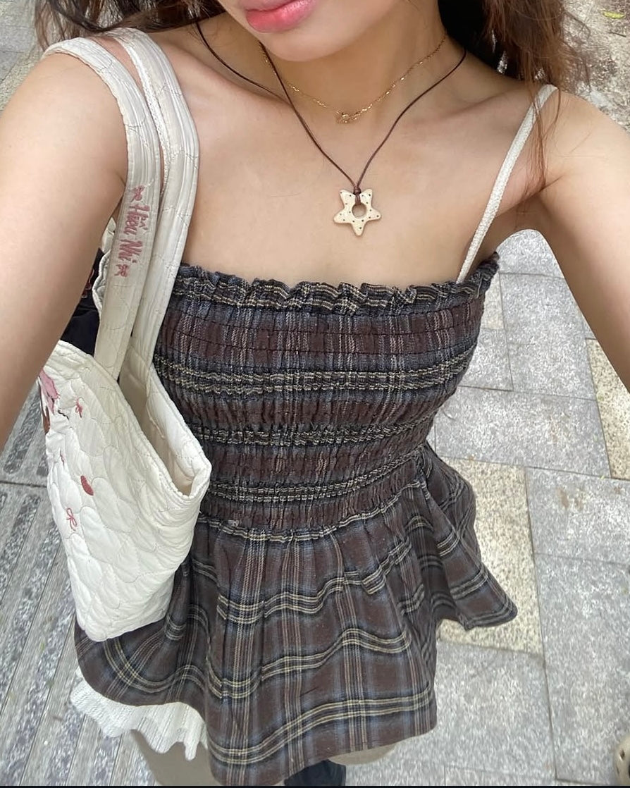 [少量現貨✨] Baby Doll Plaid Sleeveless Top (2 colours)