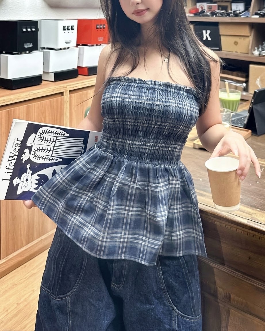 [少量現貨✨] Baby Doll Plaid Sleeveless Top (2 colours)
